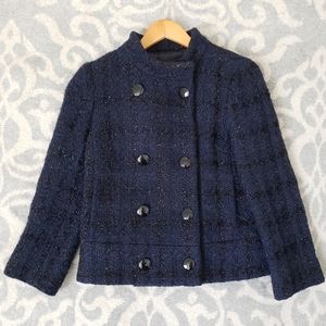 RARE J.Crew Collection Navy tweed Wool Coat
